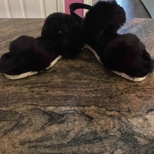 Black Faux Fur Dolce Vita Sandals